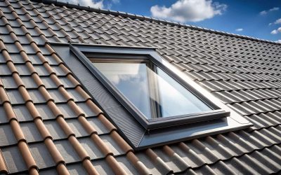 Open roof window with Velux style and black roof tiles , Velux, window, roof, open, skylight, black, tiles, sunlight