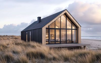 Small wooden barn house