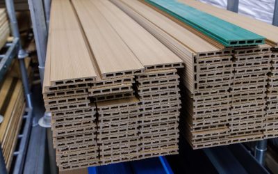 hollow wooden plastic composite - wpc boards stack ends storage or retail marketplace