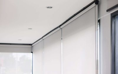 white curtain or white blinds Roller sun protection for house.