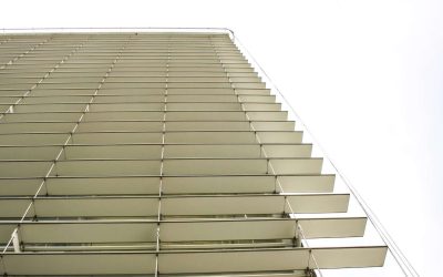 Adjustable Sun Control louver and solar Shading (horizontal) on modern building facade.